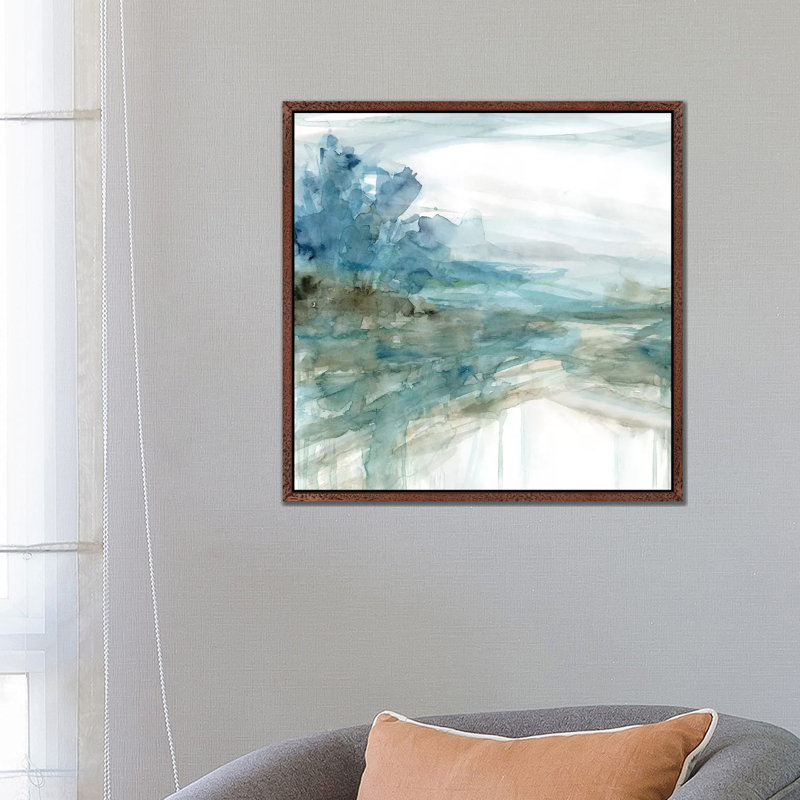 Shimmering Treeline I by Carol Robinson - Painting on Canvas, Classic Brown Wood Framed, 66.04 cm H x 66.04 cm W