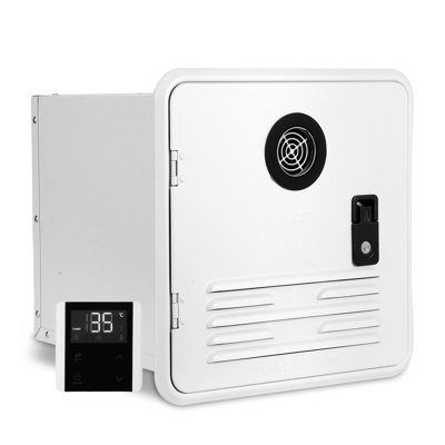 12V DC RV Tankless Water Heater – 55,000 BTU Instant Hot Water, 15x15 Inch, White, with Remote Control