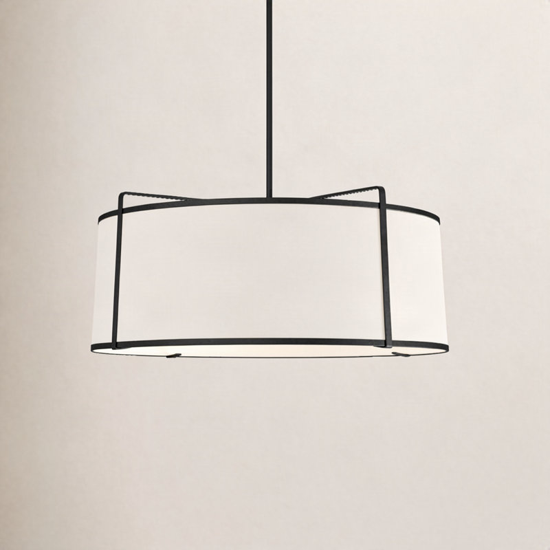 Tisdale 4-Light Chandelier, Black, White/Black