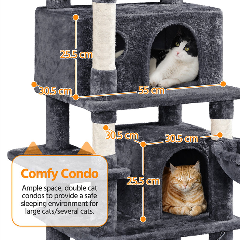 170cm H Cat Tree, Dark Grey