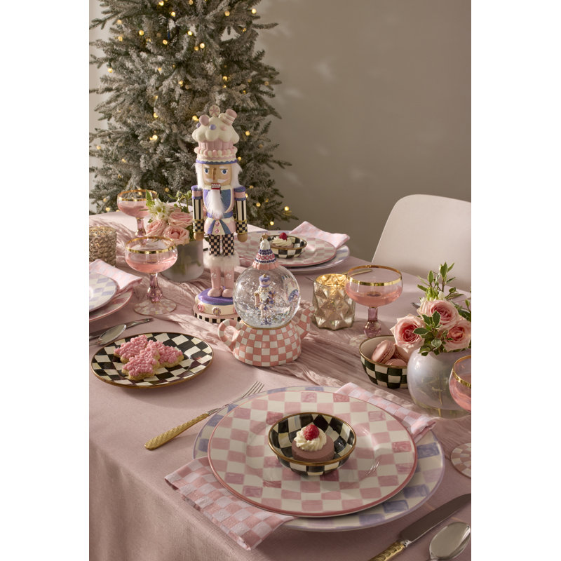 Pink Check Dinner Plate, Purple