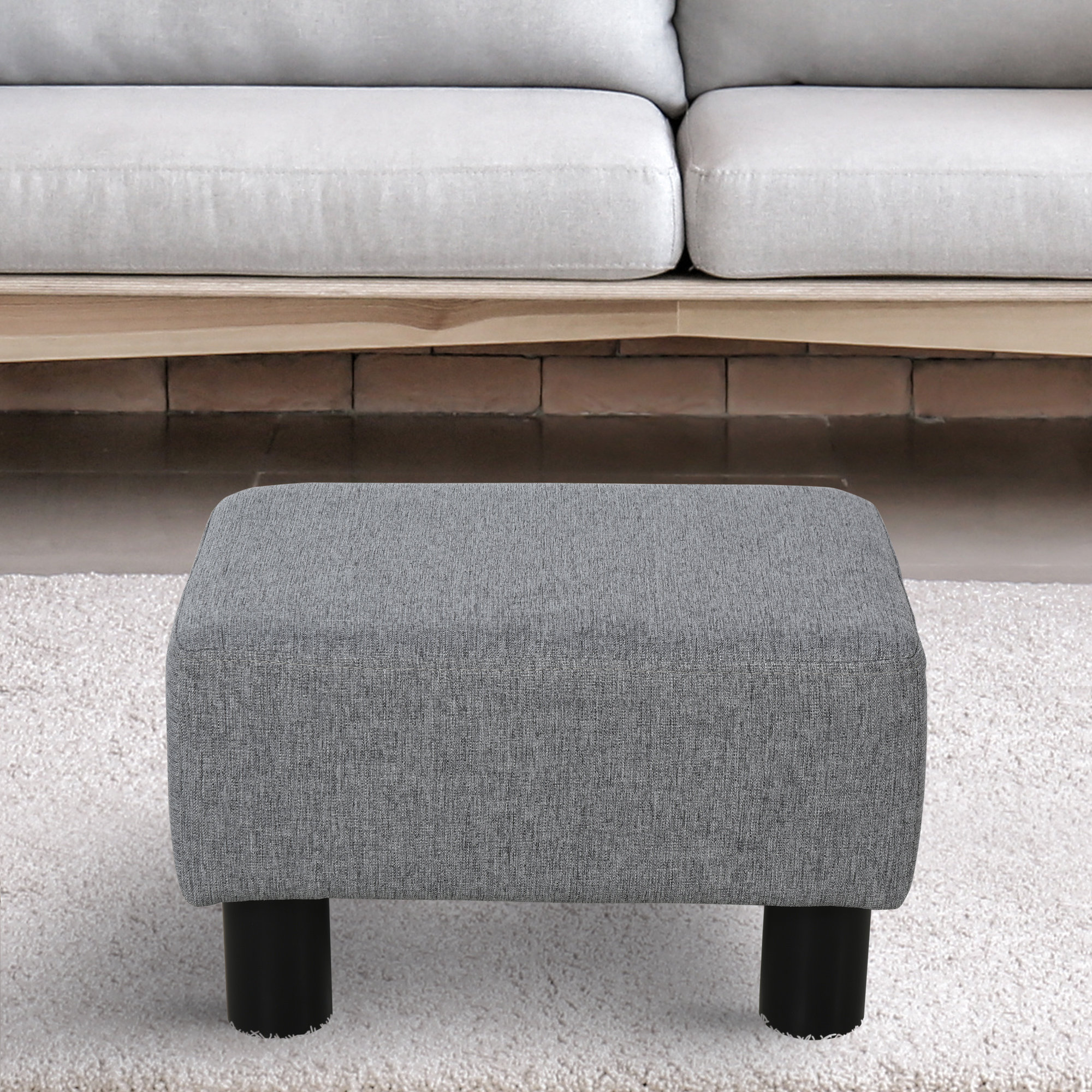 Comfort Ottoman Foot Rest Stool: Black Quality Pu Leather with  Handle,Pouffe Ottoman with Non-Skid Plastic Legs,Not Tipped  Over,Comfortable Sponge