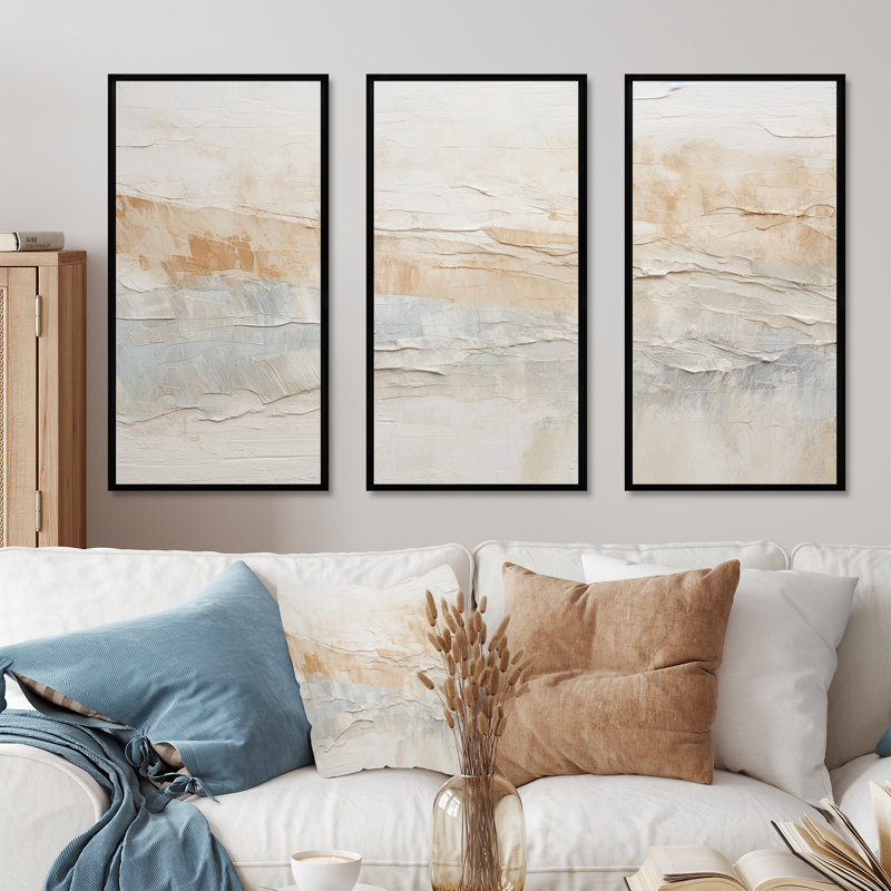 Minimalisme Geige Glacier Harmony II - ensemble de reproductions d'art abstrait, Cadre flottant noir