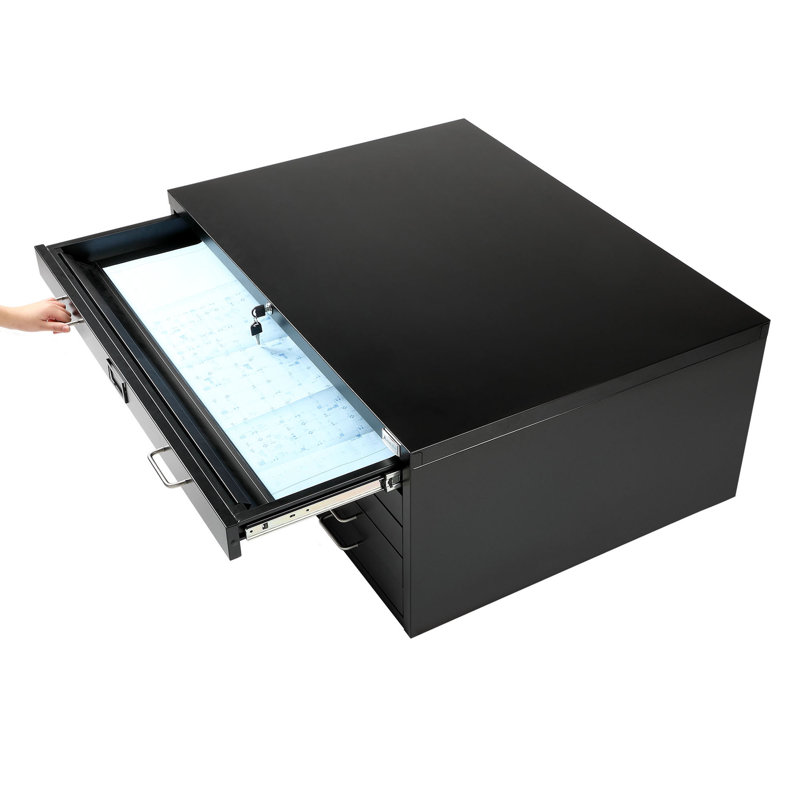 Black Heavy Duty Lockable 5-Drawer Flat File Cabinet
