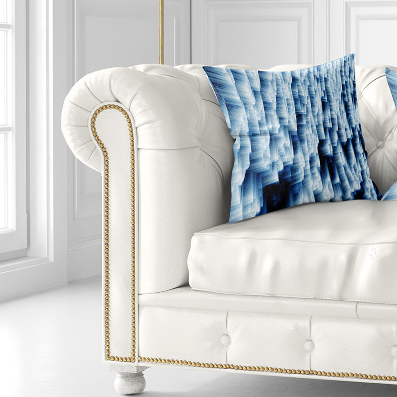 Abstract Blue Ice - Coussin imprimé abstrait, 16 po x 1 po, Coussin décoratif