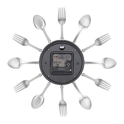 Tableware Wall Clock 12 Inch - Silver