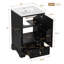 Meuble-lavabo de 20 po avec lavabo en céramique, porte à fermeture en douceur, tablette ajustable en forme de U, tiroir de compartiment et support de porte, style moderne, conception peu encombrante-405079130