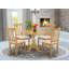 Ensemble de table à manger 5 pièces pour 4 personnes comprenant une table de salle à manger ronde avec Dropleaf et 4 chaises de salle à manger en tissu de lin, 42 x 42 pouces, chêne-296003173-357215382