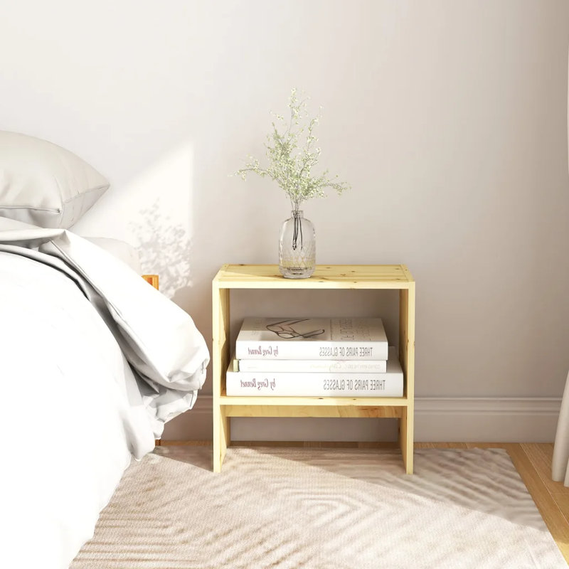 Calbe 40cm W Solid Wood Bedside Table, White, Individual