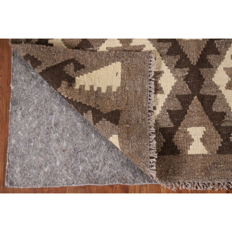 Tapis oriental brun en laine Kilim 3 x 4