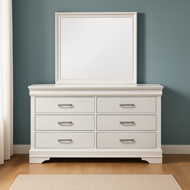 Commode 6 tiroirs Mayodan, Blanc