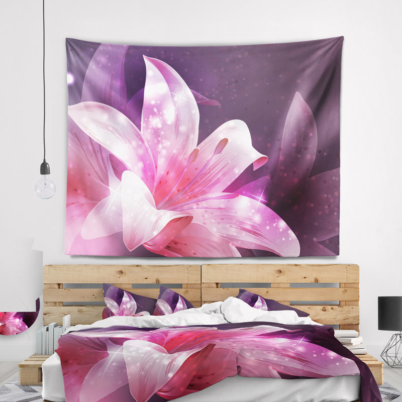 Tapisserie florale rose, H 32 po x l 39 po