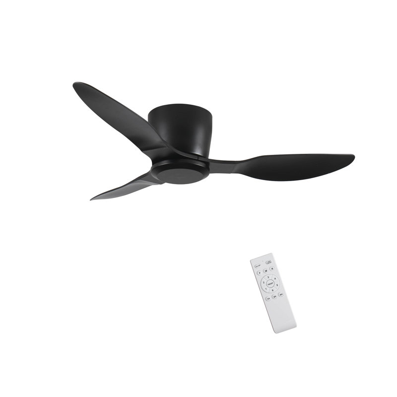 40" Flush Mount Ceiling Fan Without Light, 40" Wide, Black