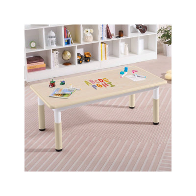 Adjustable Kids Table, Arts and Crafts Child Table with Graffiti Desktop, 7 Level Height Adjustable Children Table for Ages 3-8, Easy to Wipe Toddler by Zoomie Kids