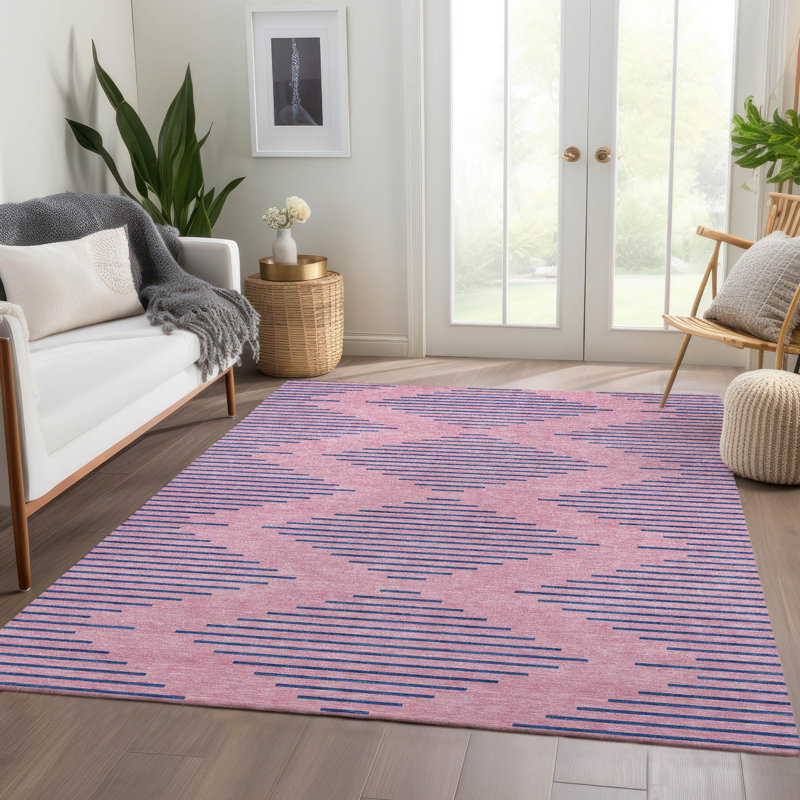 Tapis géométrique de qualité supérieure lavable à la machine Jahnke AMF1017, Rectangulaire 3 pi x 5 pi