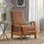 Fauteuil club inclinable manuel en similicuir et bois