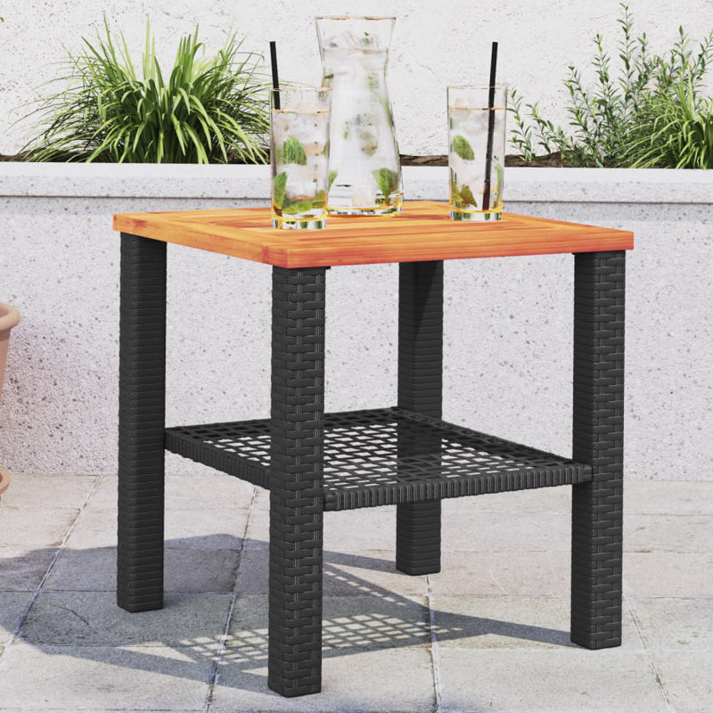 Bay Isle Home? Table de patio en rotin et bois d'acacia, Noir et brun