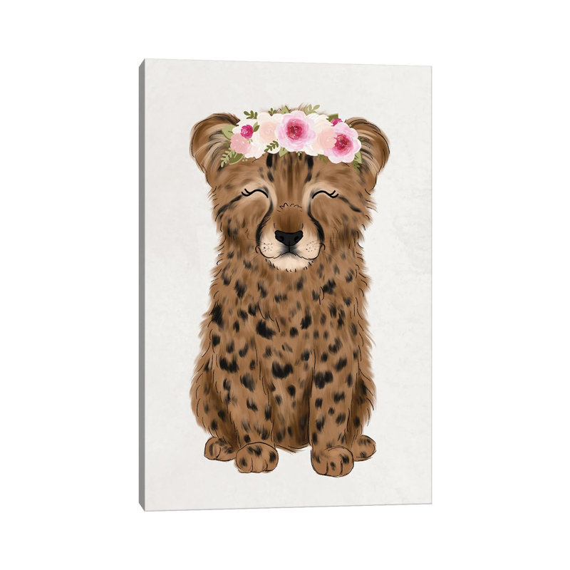 Floral Crown Baby Cheetah by Katie Bryant - Wrapped Canvas Print, 20.32 cm H x 30.48 cm W
