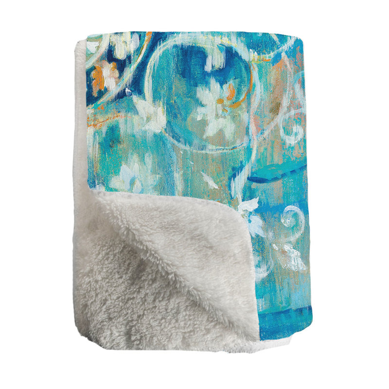Laural Home Blue Mandala Sherpa Throw Blanket