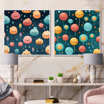 Lollipop Dream Pattern I - Food Donuts Wall Decor Set Of 2