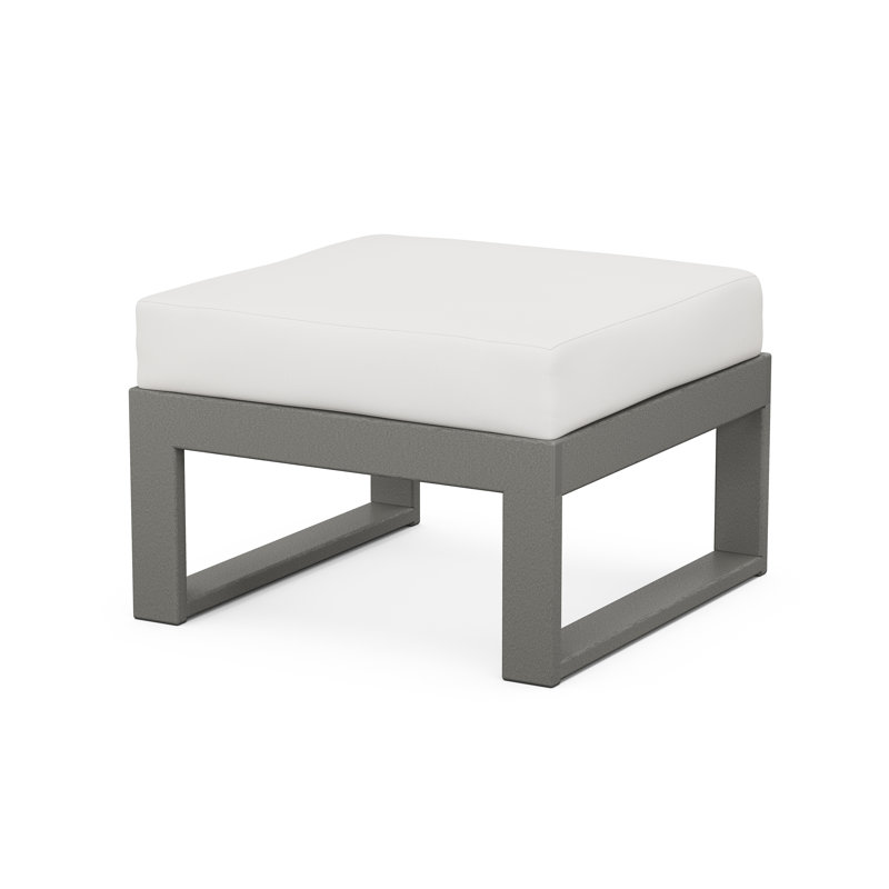Repose-pieds modulaire d'extérieur avec coussin, Gris ardoise, Lin naturel
