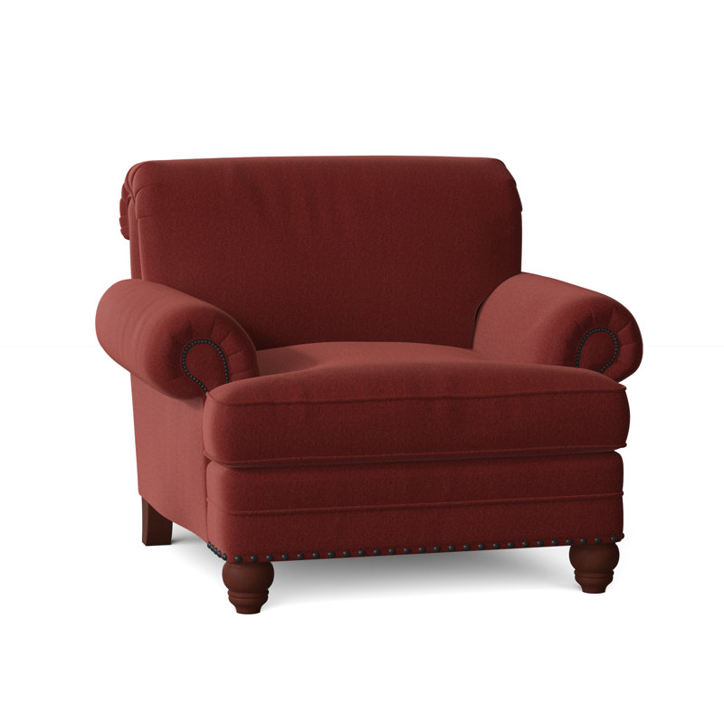 Spratt Armchair, Anello 26 Burgundy Performance Twill, Dark Brass, Manhattan