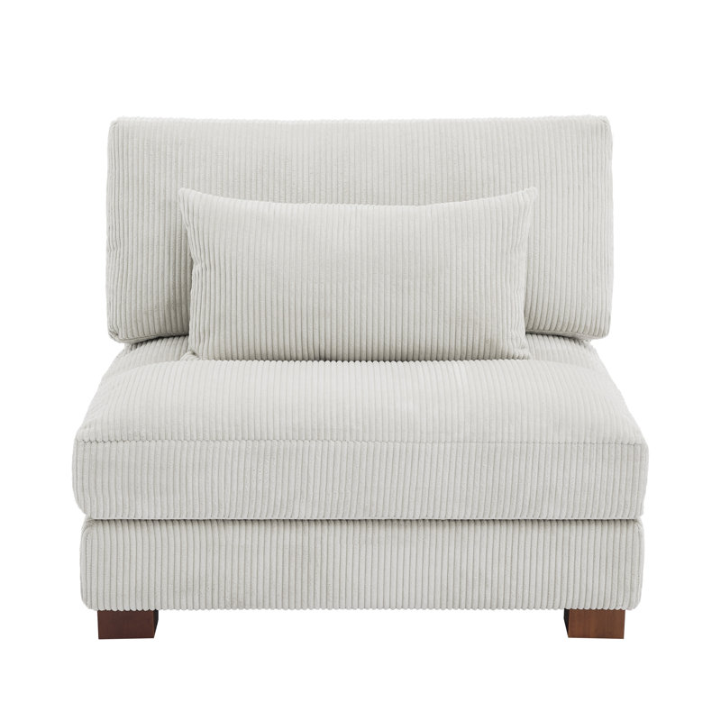 Maelina 96.5Cm Wide Armless, Sea Salt Grey Corduroy