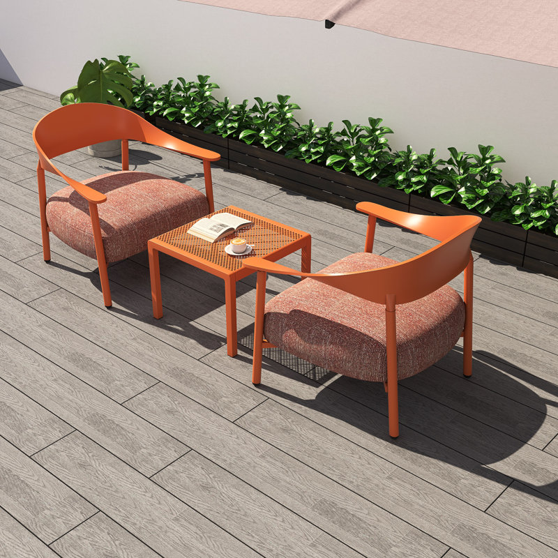 2-Piece Accent Chair Set with Coffee Table - Modern PP & Steel Frame Sofa, Soft Cushions for Living Room, Lounge, Balcony (2 Chairs + 1 Table)