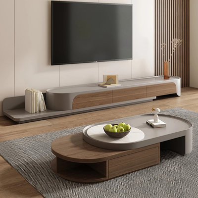 Combinaison meuble télé et table basse en bois massif