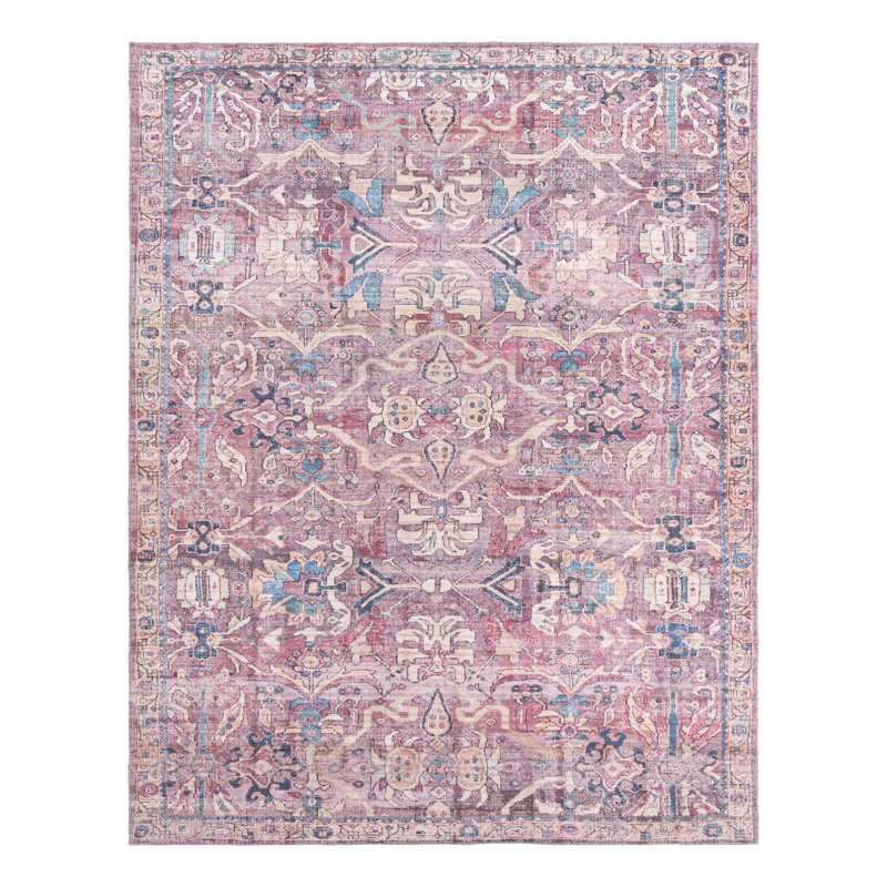 Tapis rose tissé à la machine Gwaltney, Rectangle 10 pi 6 po x 13 pi 1 po