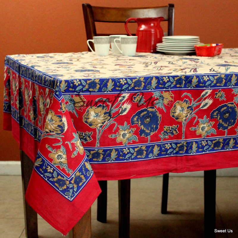 Nappe de coton rectangulaire rouge, Rouge, L 104 po x l 88 po