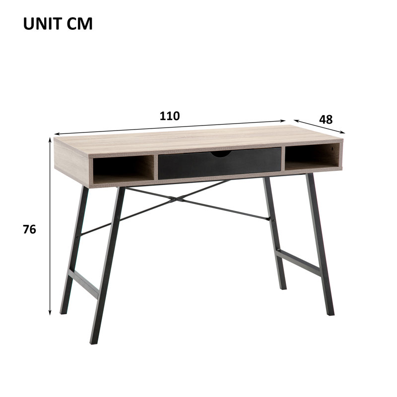 Coova Rectangle 110cm L Training Table, Black, Oak/Black