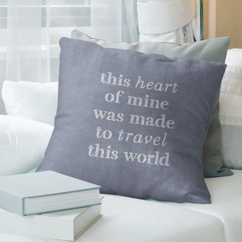 Housse de coussin Handwritten, 16 po x 1 po, Bleu / blanc, Housse de coussin seulement - sans coussin