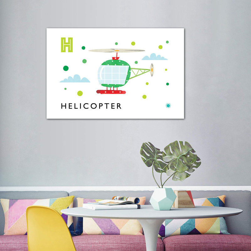 H Is for hélicoptère - impression d'art graphique, Toile tendue, Pas de tapis, H 40 po x l 60 po x 1,5 po