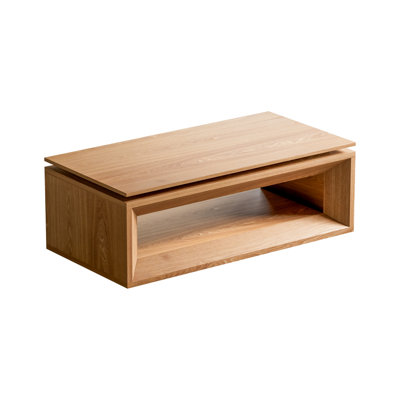 43.3'' Lift-Top Coffee Table Solid Wood Veneered Modern Coffee Table Accent Tea Table With Storage And Adjustable Height For Living Room, Bedroom, Apartment Or Office, Natural Wood