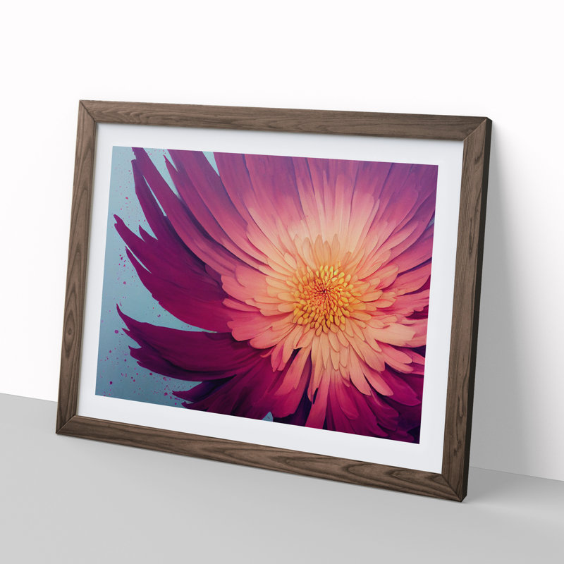 Splendorous Chrysanthemum Flower - Framed Print, 25cm H x 34cm W x 2cm D, Walnut