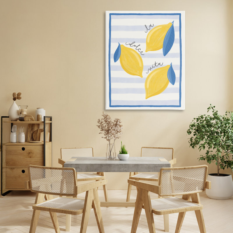 Toile avec citrons et rayures Dolce Vita, conception de Jalynn Heerdt, H 30 po x l 24 po