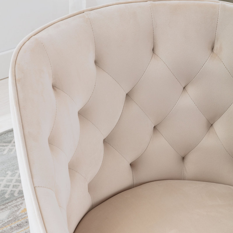 Chaise de bureau pivotante à hauteur réglable moderne pour bureau à domicile, Beige, Argent argent