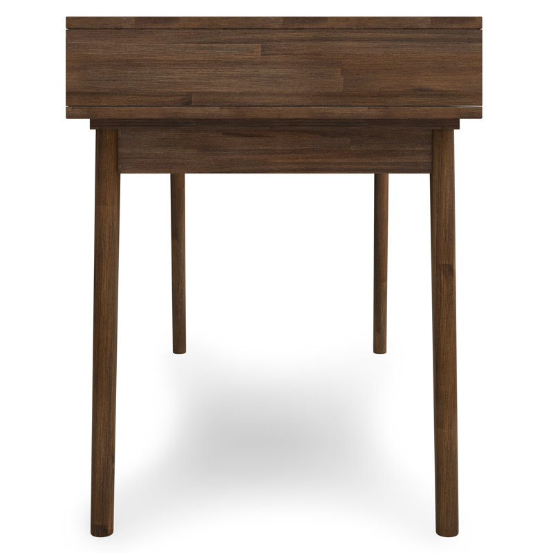 Rustic Natural Aged Brown Acacia Wood Desk with 3 Drawers