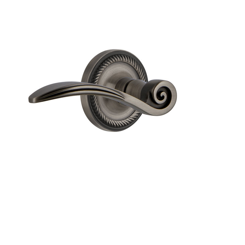 Rope Rosette Single Dummy with Swan Lever, Antique Pewter, Left Handed