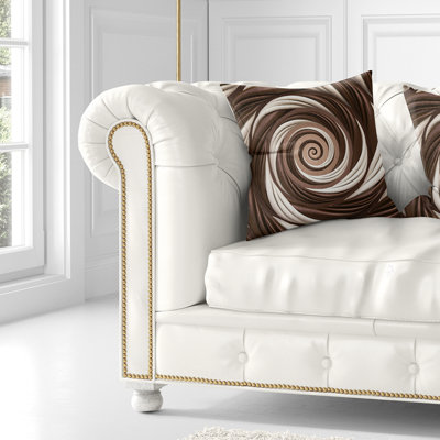 Abstract Chocolate and Milk Candy Spiral Design Pillow