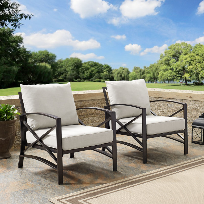 Chaise de patio avec coussins Mosier, Avoine, Bronze huilé