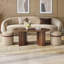 Ensemble table basse ovale en bois avec 2 poufs assortis