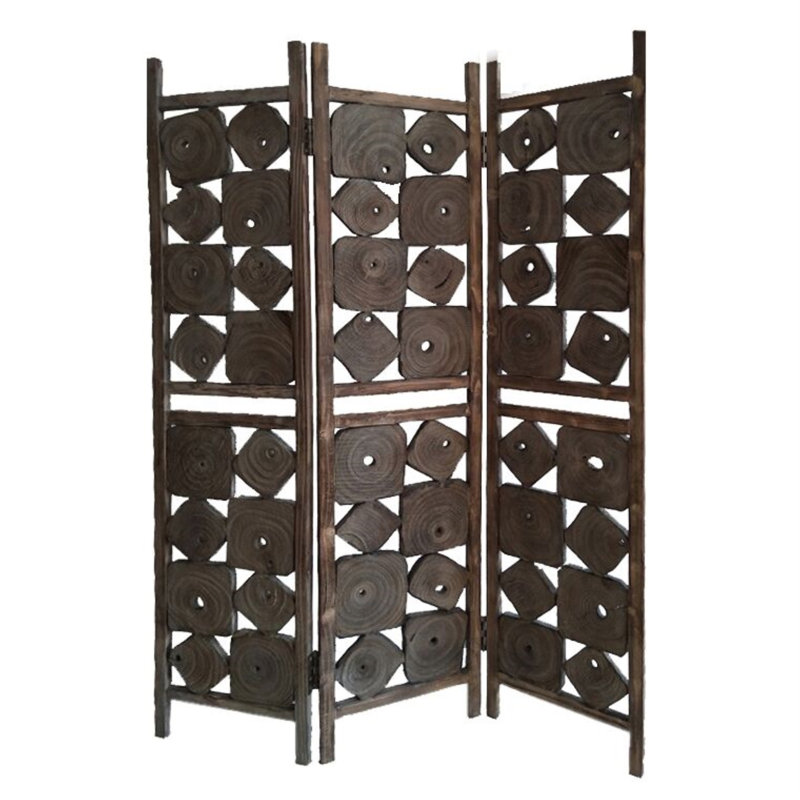 53'' W x 71'' H 3 - Panel Solid Wood Folding Room Divider