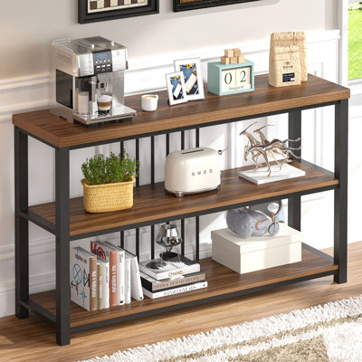 Hulste 47"W Console Table with Open Shelf Storage, Walnut