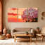 Hortensia coucher de soleil ciel fleurs roses, ensemble de 3 impressions sur toile-1398237856