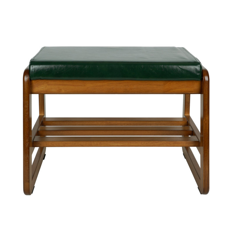 Banc de rangement en similicuir, Vert, H 16,54 po x l 21,65 po x P 14,17 po