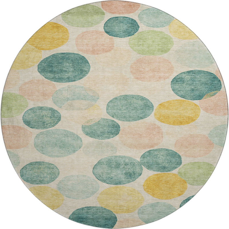 Premium Machine Washable Jakiyra AMF1898 Geometric Rug, Round 8'