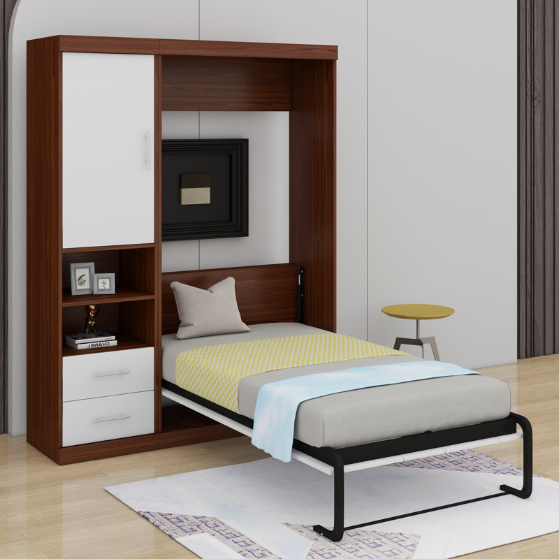 Lit escamotable simple avec armoire murale, Simple