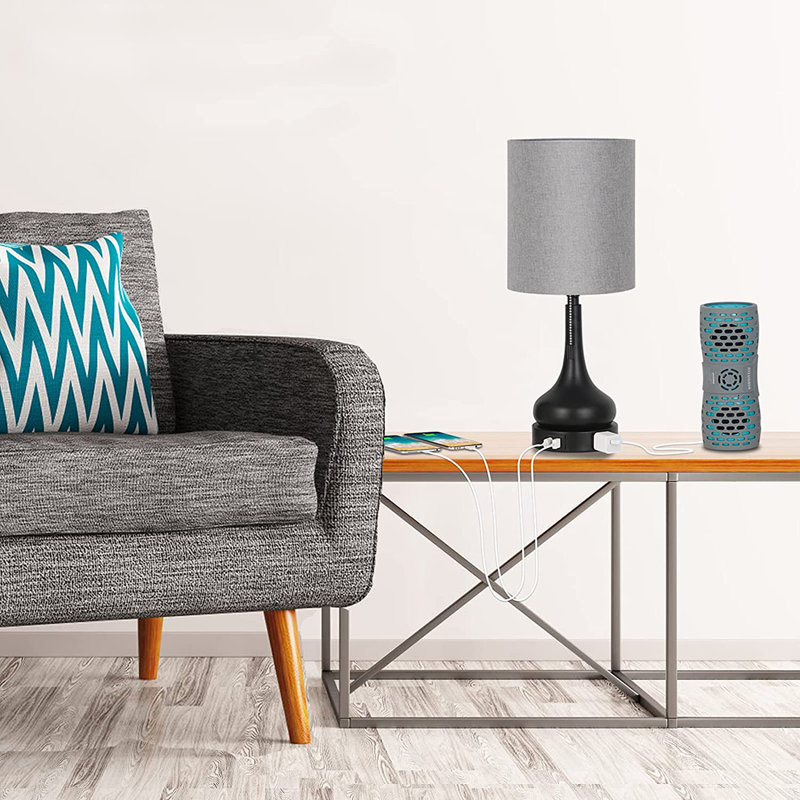 Metal USB Table Lamp, Gray
